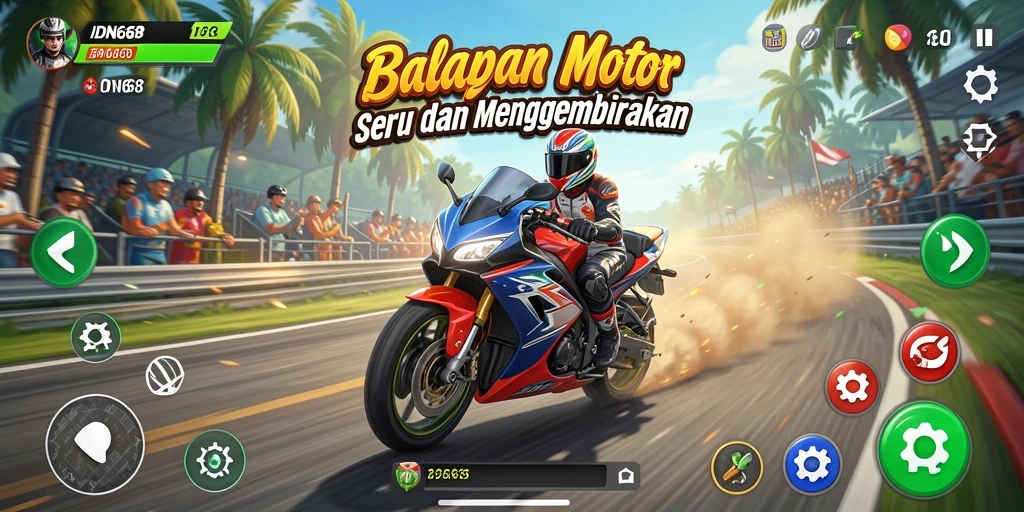Gameplay seru balapan motor di IDN668.