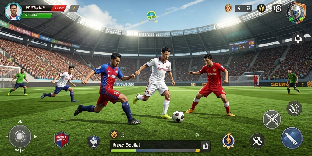 Tampilan permainan REJEKIHUB menunjukkan aksi sepak bola yang mendebarkan.