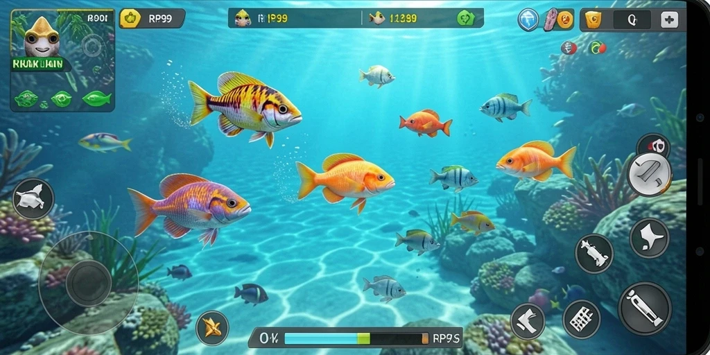 Tampilan gameplay menembak ikan yang seru di RP99.